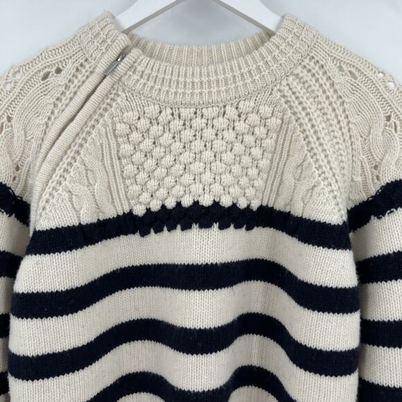 Ba&sh Palo Cream Black Striped 100% Wool Pullover Sweater Women’s Size Medium - Picture 4 of 11